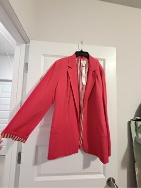 Chico's Coral-Pink Open-Front Blazer